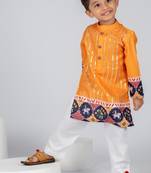 Yellow embroidered cotton kurta pajama
