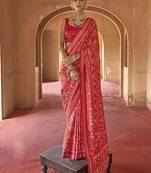 Red silk blend patola design saree