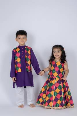 Multicolor embroidered cotton lehenga and top 2