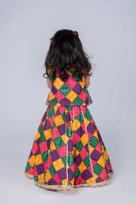 Multicolor embroidered cotton lehenga and top 4