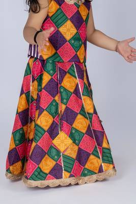 Multicolor embroidered cotton lehenga and top 5