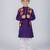 Purple embroidered cotton kurta pajama nehru jacket