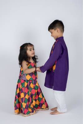 Purple embroidered cotton kurta pajama nehru jacket 3