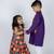 Purple embroidered cotton kurta pajama nehru jacket
