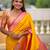 yellow all over zari motifs silk blend saree with contrast pallu