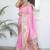 baby pink paithani silk blend zari motifs saree with contrast blouse