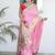 baby pink paithani silk blend zari motifs saree with contrast blouse