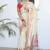 cream paithani silk blend zari motifs saree with contrast blouse