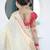 cream paithani silk blend zari motifs saree with contrast blouse