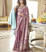 Magenta fancy foil print work georgette saree