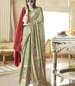 Light green fancy foil print work georgette saree