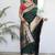 dark green paithani silk blend zari motifs saree with contrast blouse