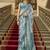 Multi color satin weaving print saree