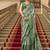 Green satin weaving print saree