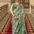 Green satin weaving print saree