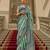 Turquoise satin weaving print saree