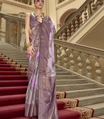 Multi color satin weaving print saree