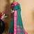 turquoise silk blend saree with striking pallu & blouse