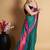turquoise silk blend saree with striking pallu & blouse