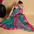 turquoise silk blend saree with striking pallu & blouse