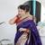 violet paithani silk blend zari motifs saree with contrast blouse