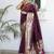wine paithani silk blend zari motifs saree with contrast blouse
