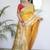 yellow paithani silk blend zari motifs saree with contrast blouse