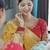 yellow paithani silk blend zari motifs saree with contrast blouse
