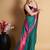 turquoise silk blend saree with striking pallu & blouse