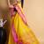 yellow silk blend saree with striking pallu & blouse