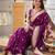wine paithani silk blend zari motifs saree with contrast blouse