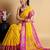 yellow silk blend saree with striking pallu & blouse