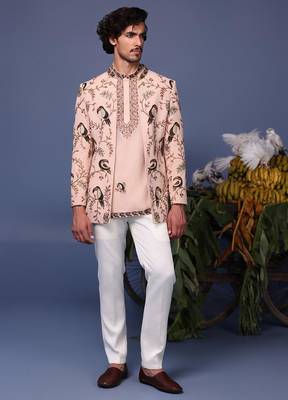 Ahan macaw pink jodhpuri set 2