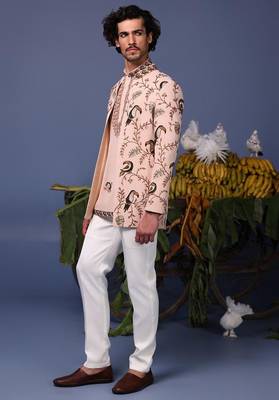 Ahan macaw pink jodhpuri set 3