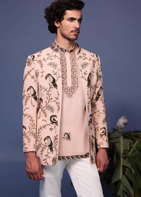 Ahan macaw pink jodhpuri set 5