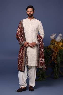 Tajdaar ivory kurta set 1