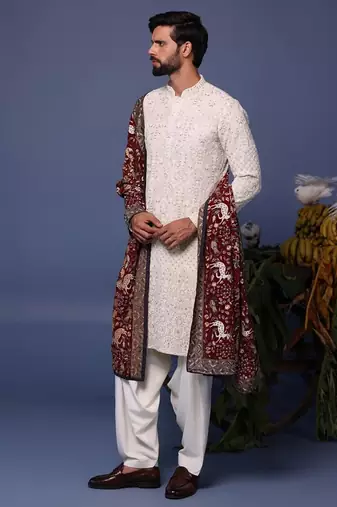 Tajdaar ivory kurta set