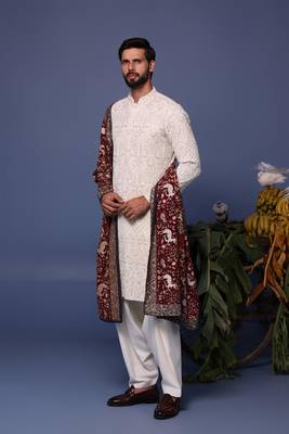 Tajdaar ivory kurta set 3