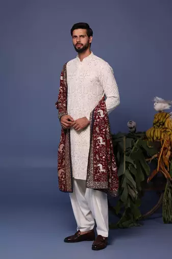 Tajdaar ivory kurta set