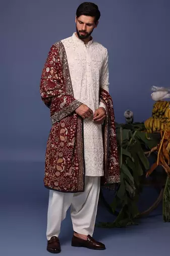 Tajdaar ivory kurta set