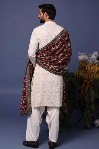 Tajdaar ivory kurta set