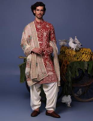 Nazm maroon kurta set 1