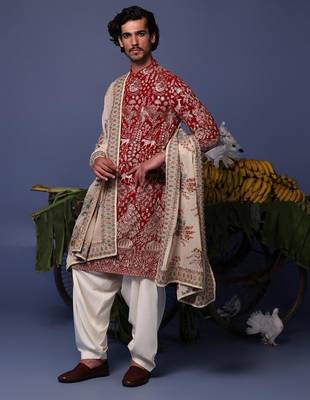 Nazm maroon kurta set 4