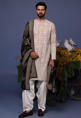 Faiz beige kurta set 1