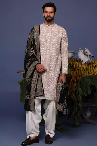 Faiz beige kurta set