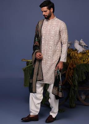 Faiz beige kurta set 2