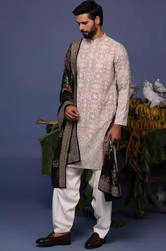 Faiz beige kurta set