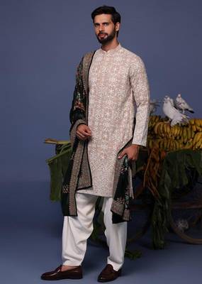 Faiz beige kurta set 3