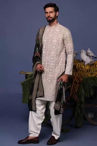 Faiz beige kurta set