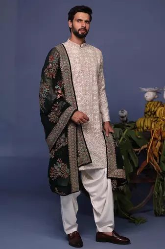 Faiz beige kurta set